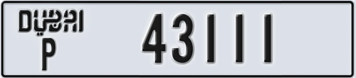 UAE License Plate Dubai P 43111