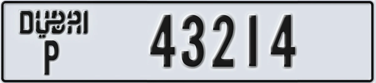UAE License Plate Dubai P 43214