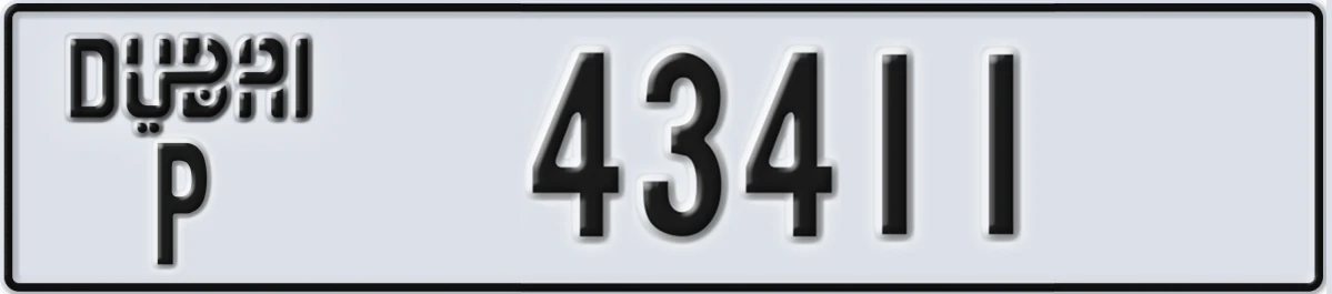 UAE License Plate Dubai P 43411