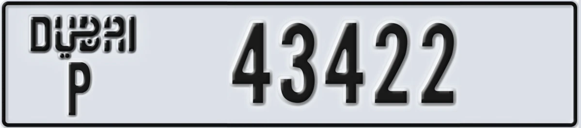 UAE License Plate Dubai P 43422