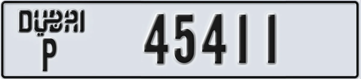 UAE License Plate Dubai P 45411