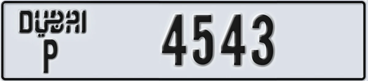 UAE License Plate Dubai P 4543