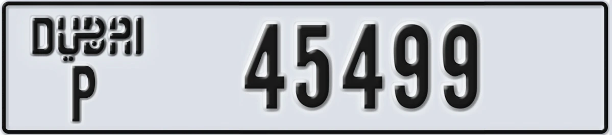 UAE License Plate Dubai P 45499