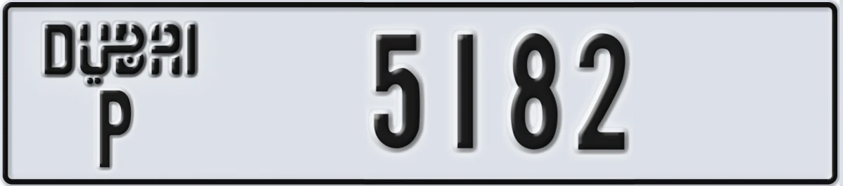 UAE License Plate Dubai P 5182