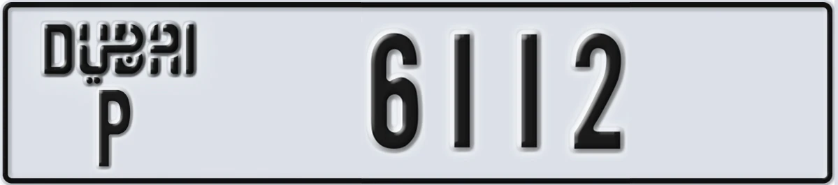 UAE License Plate Dubai P 6112