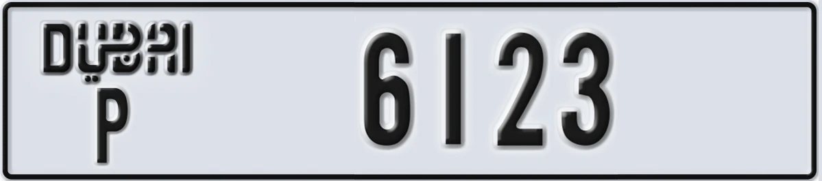 UAE License Plate Dubai P 6123