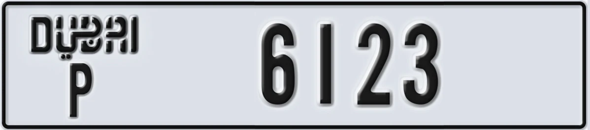 UAE License Plate Dubai P 6123