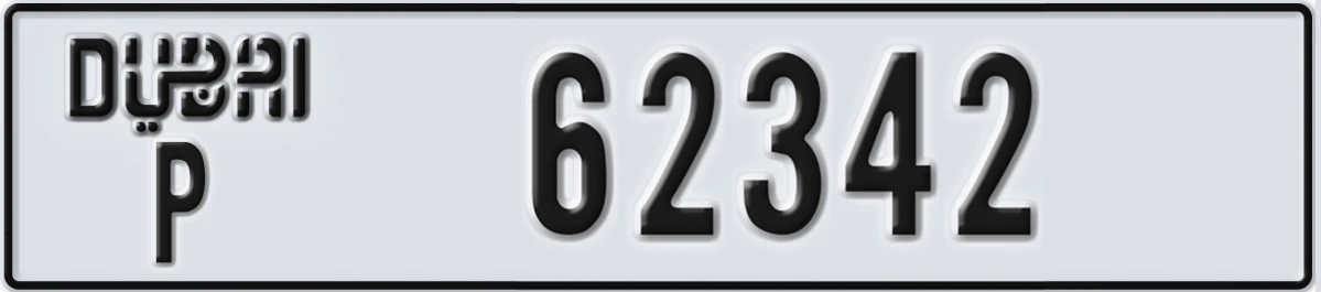 UAE License Plate Dubai P 62342