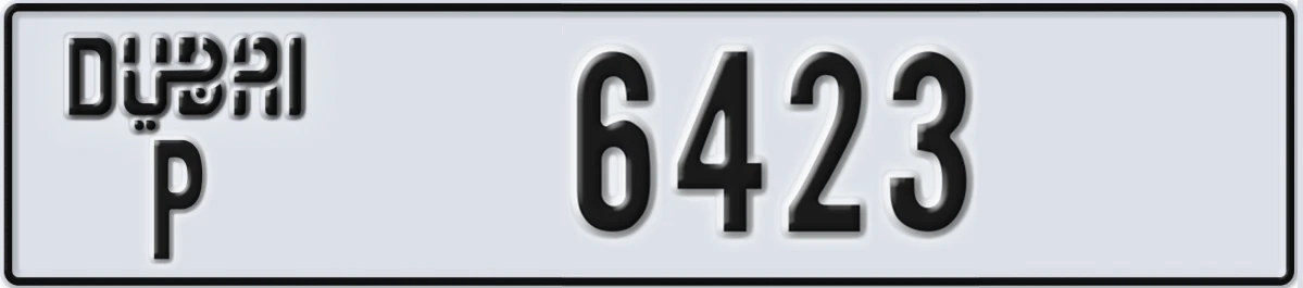 UAE License Plate Dubai P 6423