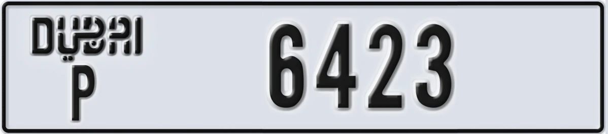 UAE License Plate Dubai P 6423