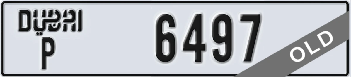 UAE License Plate Dubai P 6497