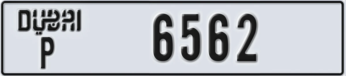 UAE License Plate Dubai P 6562