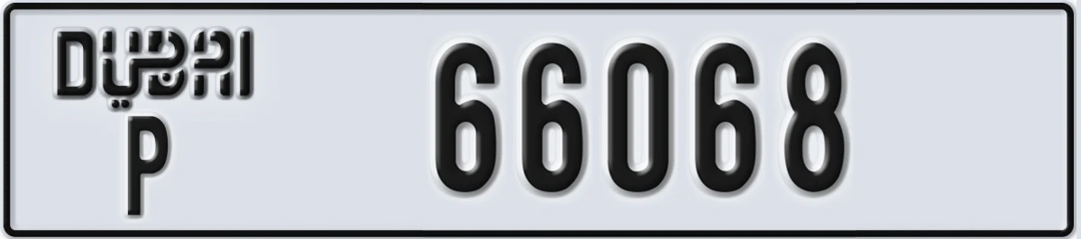 UAE License Plate Dubai P 66068