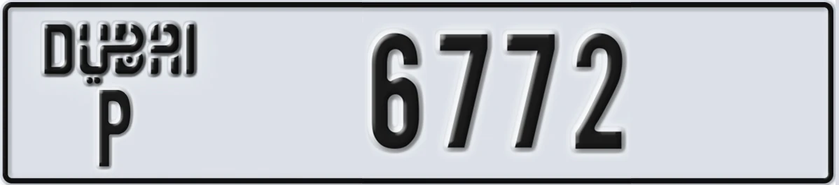 UAE License Plate Dubai P 6772