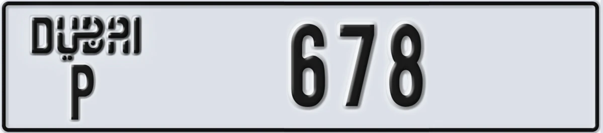 UAE License Plate Dubai P 678