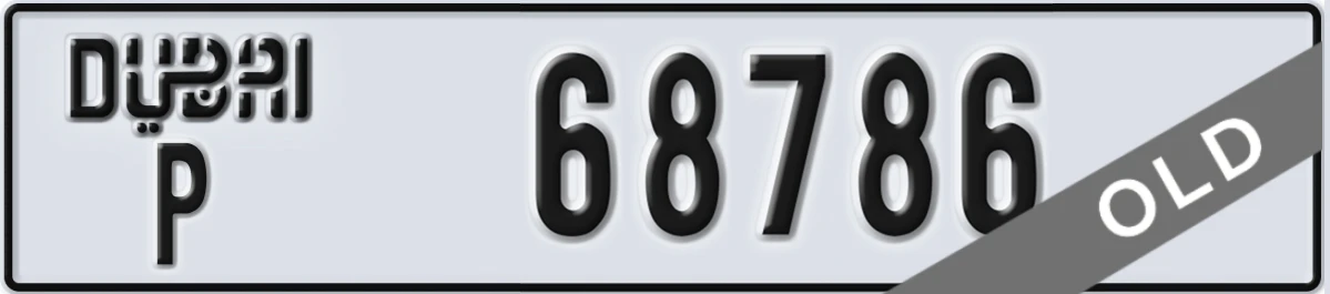 UAE License Plate Dubai P 68786