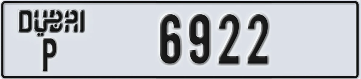 UAE License Plate Dubai P 6922