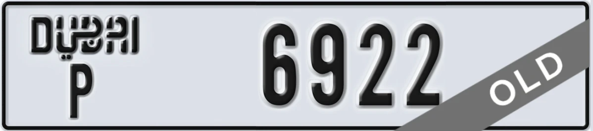 UAE License Plate Dubai P 6922