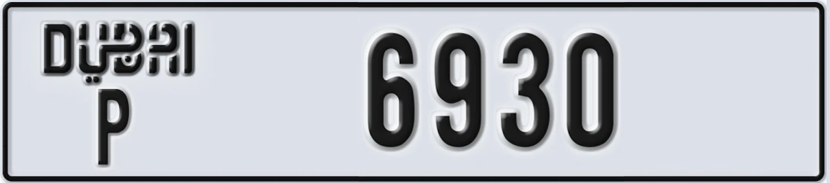 UAE License Plate Dubai P 6930