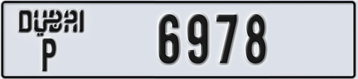 UAE License Plate Dubai P 6978