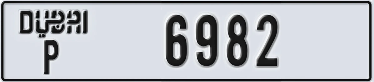 UAE License Plate Dubai P 6982