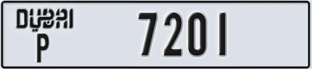 UAE License Plate Dubai P 7201