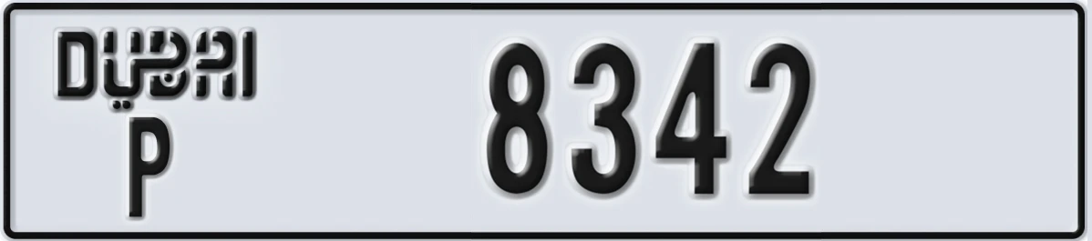 UAE License Plate Dubai P 8342
