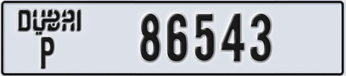 UAE License Plate Dubai P 86543