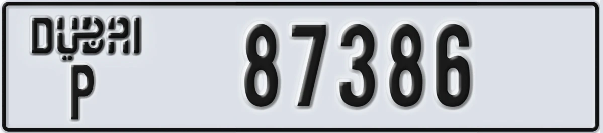 UAE License Plate Dubai P 87386
