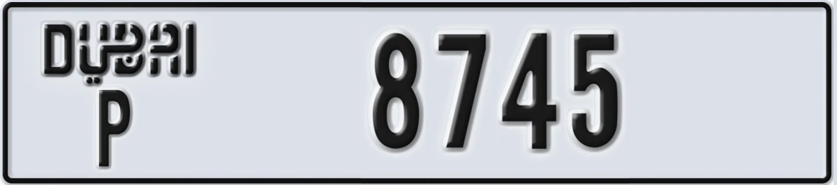UAE License Plate Dubai P 8745