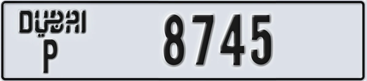 UAE License Plate Dubai P 8745