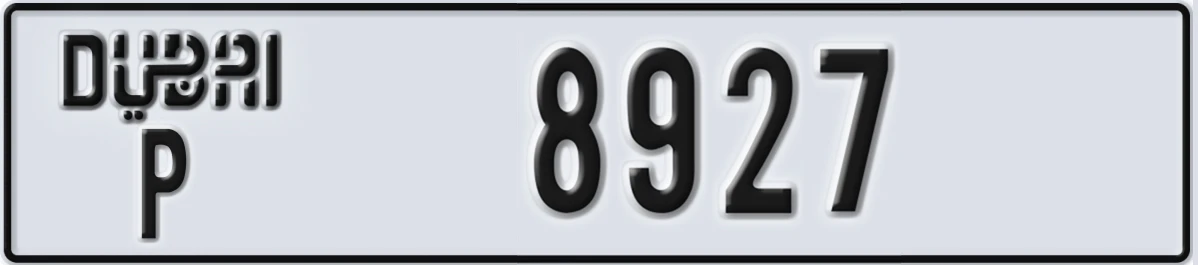 UAE License Plate Dubai P 8927