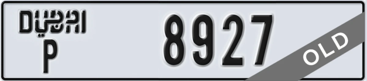 UAE License Plate Dubai P 8927