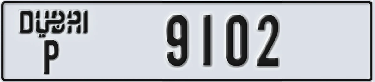 UAE License Plate Dubai P 9102