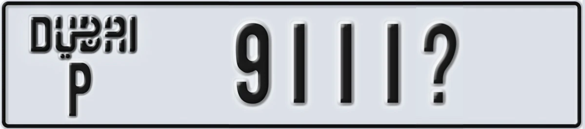 UAE License Plate Dubai P 9111X