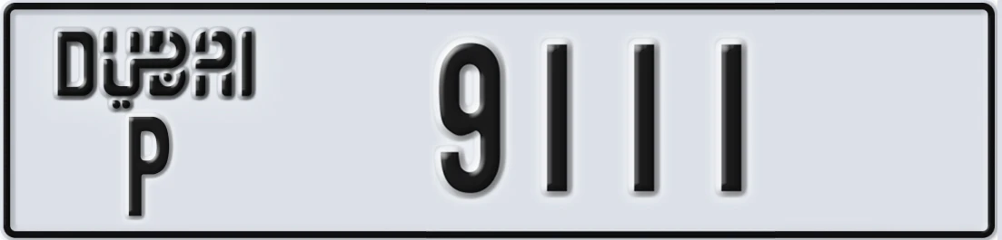 UAE License Plate Dubai P 9111X