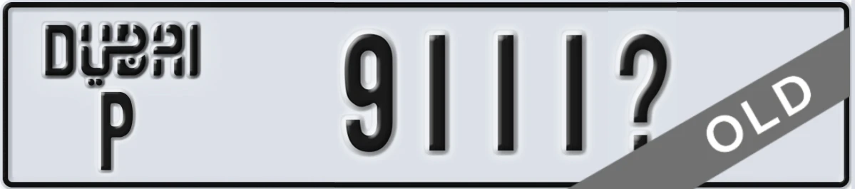 UAE License Plate Dubai P 9111Z