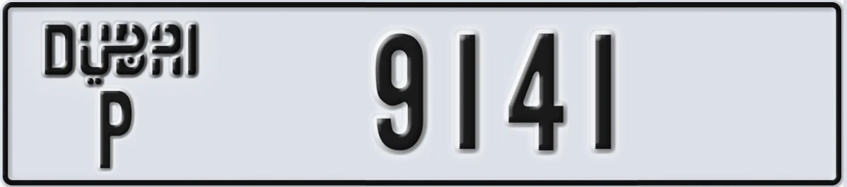 UAE License Plate Dubai P 9141