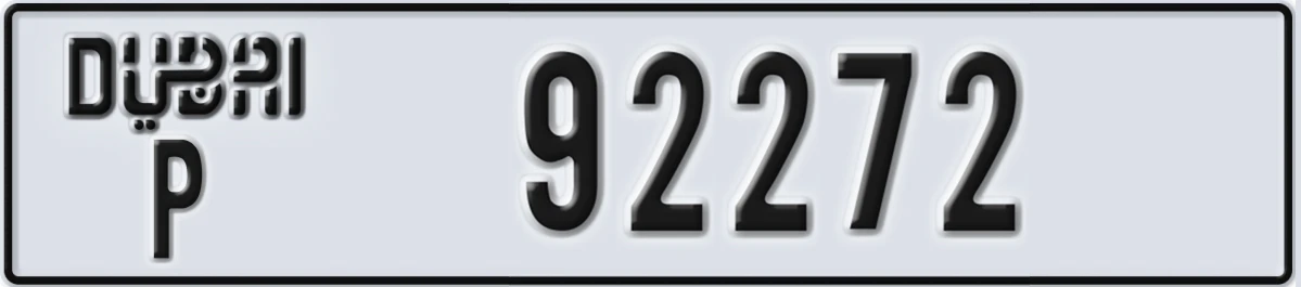 UAE License Plate Dubai P 92272