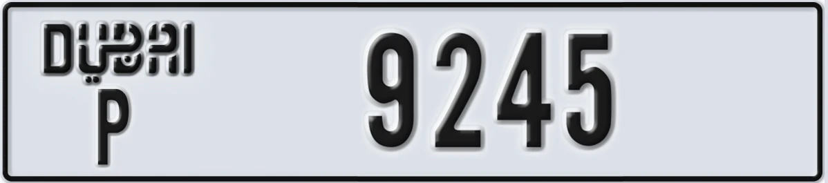 UAE License Plate Dubai P 9245