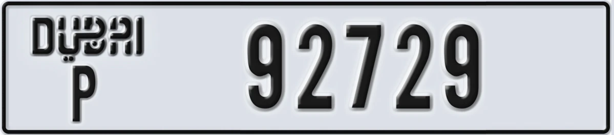 UAE License Plate Dubai P 92729