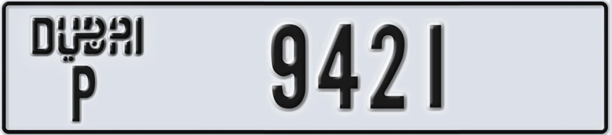 UAE License Plate Dubai P 9421