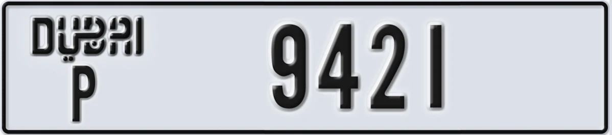 UAE License Plate Dubai P 9421