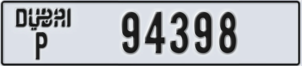 UAE License Plate Dubai P 94398