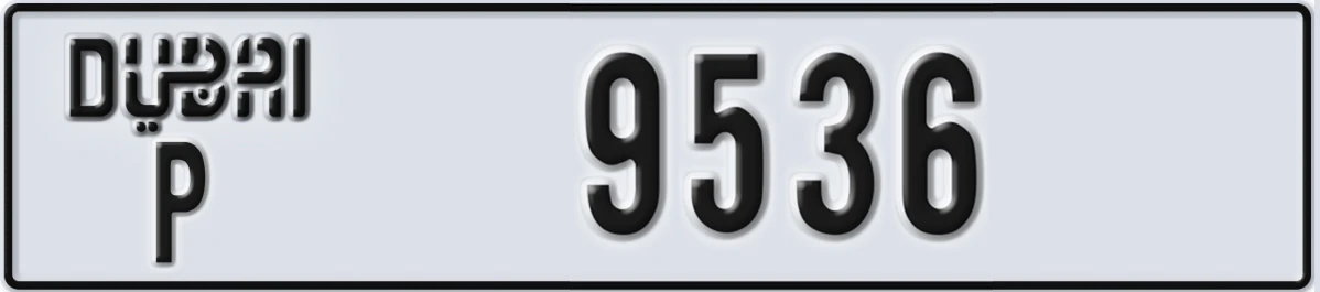 UAE License Plate Dubai P 9536