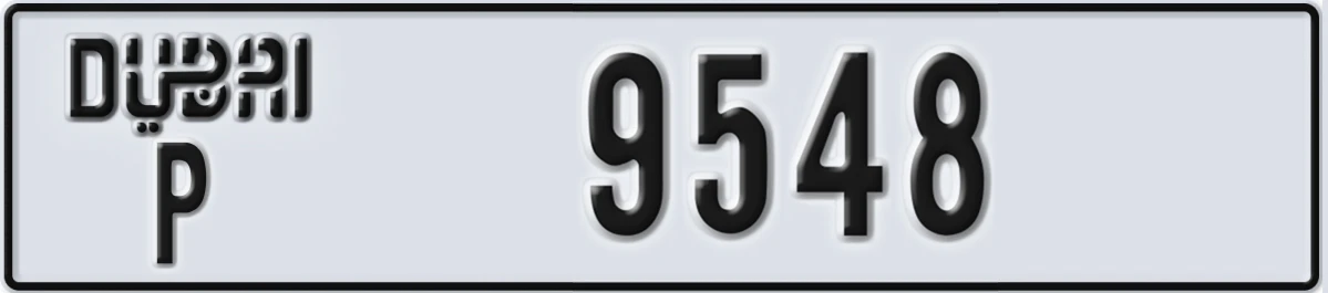 UAE License Plate Dubai P 9548