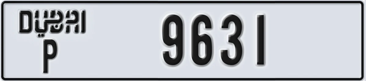 UAE License Plate Dubai P 9631