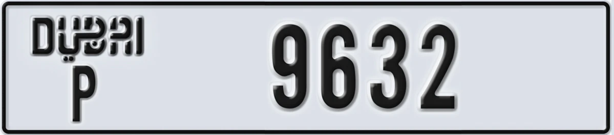 UAE License Plate Dubai P 9632