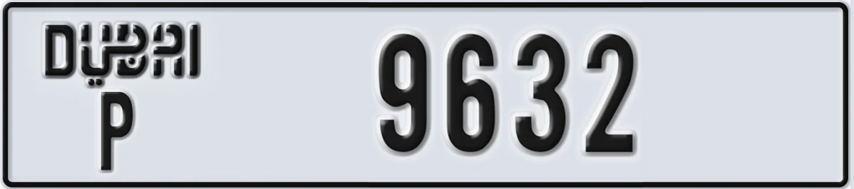 UAE License Plate Dubai P 9632