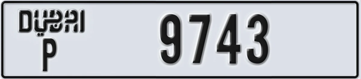 UAE License Plate Dubai P 9743